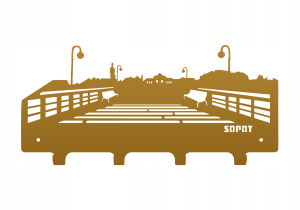 Wieszak metalowy miasto Sopot 40 cm - złoty