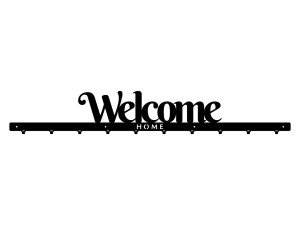 Długi wieszak do przedpokoju Welcome home 100 cm - czarny mat