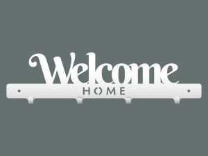 Krótki wieszak do przedpokoju Welcome home 40 cm - biały matowy