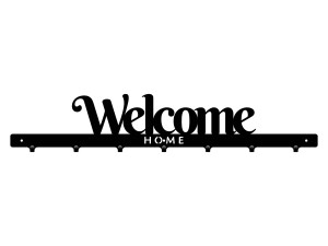 Wieszak do przedpokoju Welcome home 70 cm - czarny mat