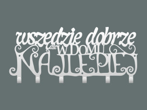 Wieszak metalowy na ubrania Wszędzie dobrze 40 cm - biały matowy