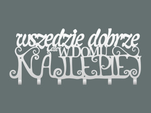 Wieszak metalowy na ubrania Wszędzie dobrze 50 cm - biały matowy