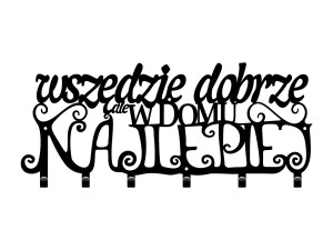 Wieszak metalowy na ubrania Wszędzie dobrze 50 cm - czarny mat