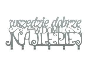 Wieszak metalowy na ubrania Wszędzie dobrze 50 cm - srebrny
