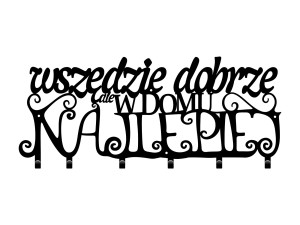 Wieszak metalowy na ubrania Wszędzie dobrze 60 cm - czarny mat