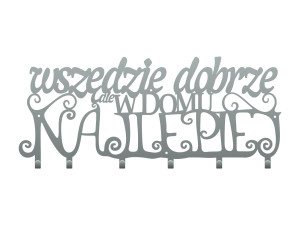 Wieszak metalowy na ubrania Wszędzie dobrze 60 cm - srebrny