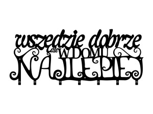 Wieszak metalowy na ubrania Wszędzie dobrze 70 cm - czarny mat