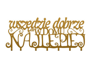 Wieszak metalowy na ubrania Wszędzie dobrze 70 cm - złoty