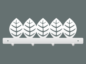 Krótki wieszak metalowy Liście 40 cm - biały matowy