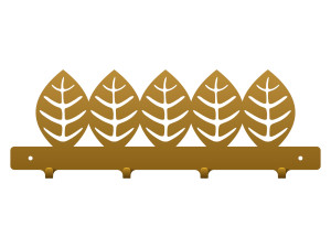 Krótki wieszak metalowy Liście 40 cm - złoty