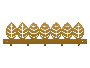 Wieszak metalowy Liście 50 cm - złoty