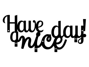 Krótki wieszak metalowy Have a nice day! 40 cm - czarny matowy