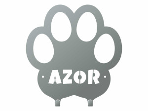 Wieszak z własnym napisem na smycz 26 cm - srebrny