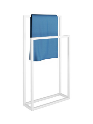 Wieszak na ręczniki stojący metalowy B S - biały matowy