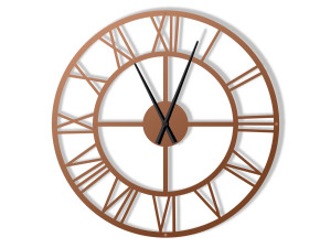 Duży zegar metalowy Roma loft 100 cm - miedziany