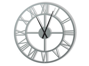Duży zegar metalowy Roma loft 100 cm - srebrny