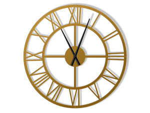 Duży zegar metalowy Roma loft 100 cm - złoty