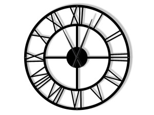 Duży zegar metalowy Roma loft 100 cm - czarny matowy