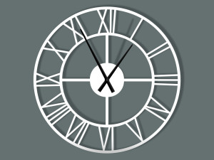 Duży zegar metalowy Roma loft 80 cm - biały matowy