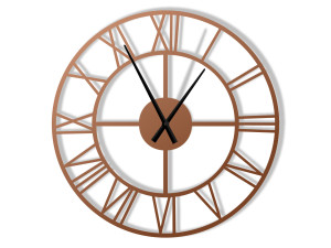 Duży zegar metalowy Roma loft 80 cm - miedziany