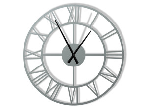 Duży zegar metalowy Roma loft 80 cm - srebrny