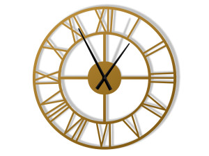 Duży zegar metalowy Roma loft 80 cm - złoty