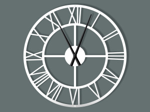 Duży zegar metalowy Roma loft 90 cm - biały matowy