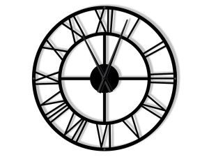 Duży zegar metalowy Roma loft 90 cm - czarny matowy