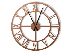 Duży zegar metalowy Roma loft 90 cm - miedziany