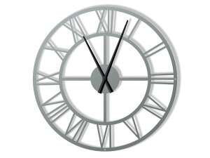 Duży zegar metalowy Roma loft 90 cm - srebrny