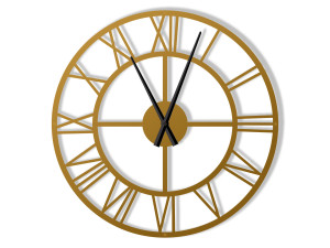 Duży zegar metalowy Roma loft 90 cm - złoty