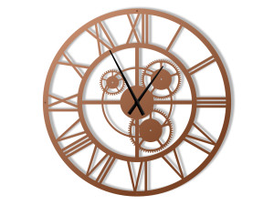 Duży zegar metalowy Loft z trybami 100 cm - miedziany