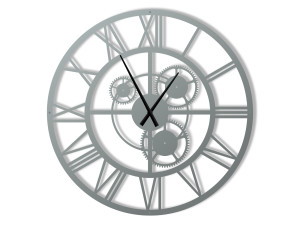 Duży zegar metalowy Loft z trybami 100 cm - srebrny