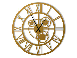 Duży zegar metalowy Loft z trybami 100 cm - złoty