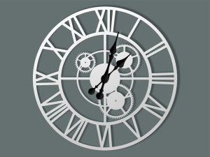 Zegar metalowy Loft z trybami 40 cm - biały matowy