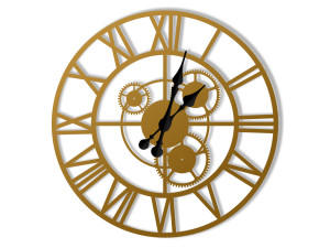 Zegar metalowy Loft z trybami 40 cm - złoty