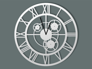 Zegar metalowy Loft z trybami 50 cm - biały matowy