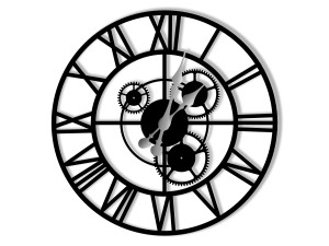 Zegar metalowy Loft z trybami 40 cm - czarny matowy
