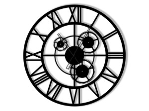 Zegar metalowy Loft z trybami 60 cm - czarny matowy