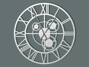 Zegar metalowy Loft z trybami 70 cm - biały matowy