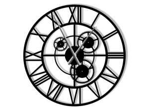 Zegar metalowy Loft z trybami 70 cm - czarny matowy