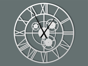 Duży zegar metalowy Loft z trybami 80 cm - biały matowy