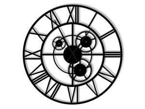 Duży zegar metalowy Loft z trybami 80 cm - czarny matowy