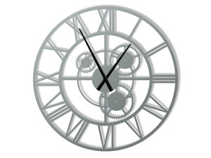 Duży zegar metalowy Loft z trybami 80 cm - srebrny