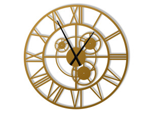 Duży zegar metalowy Loft z trybami 80 cm - złoty