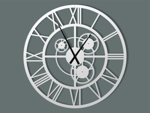 Duży zegar metalowy Loft z trybami 90 cm - biały matowy