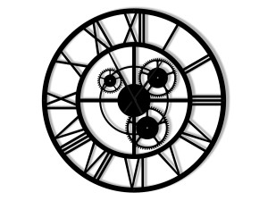 Duży zegar metalowy Loft z trybami 90 cm - czarny matowy