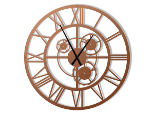Duży zegar metalowy Loft z trybami 90 cm - miedziany