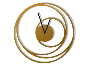 Zegar metalowy Spirala 40 cm - złoty