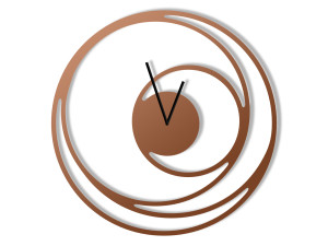 Zegar metalowy Spirala 50 cm - miedziany